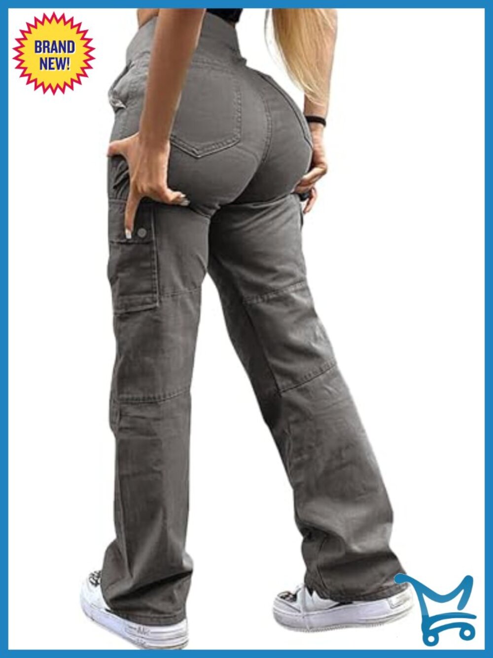 SESERAGI Cargo Pants Stretch Skinny Drawstring 6 Pockets Work Streetwear